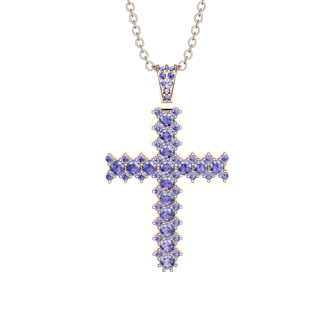 Glamorous Tanzanite Cross Pendant - Raymond No. 202
