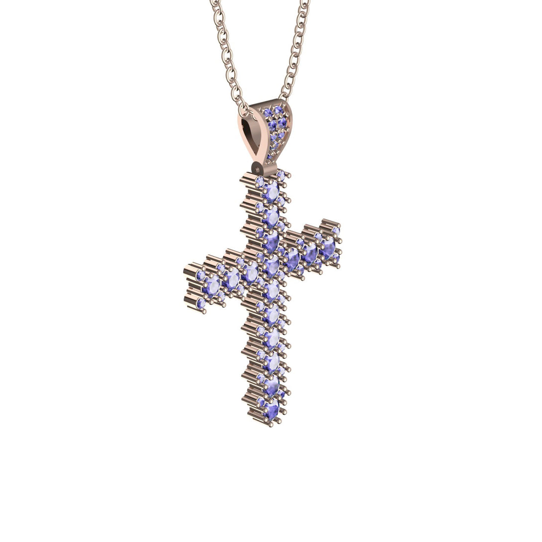 Glamorous Tanzanite Cross Pendant - Raymond No. 202