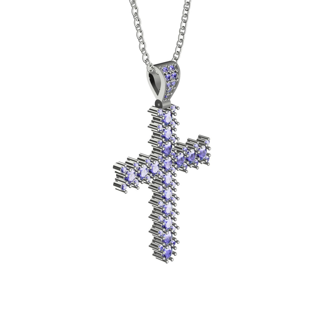 Glamorous Tanzanite Cross Pendant - Raymond No. 203