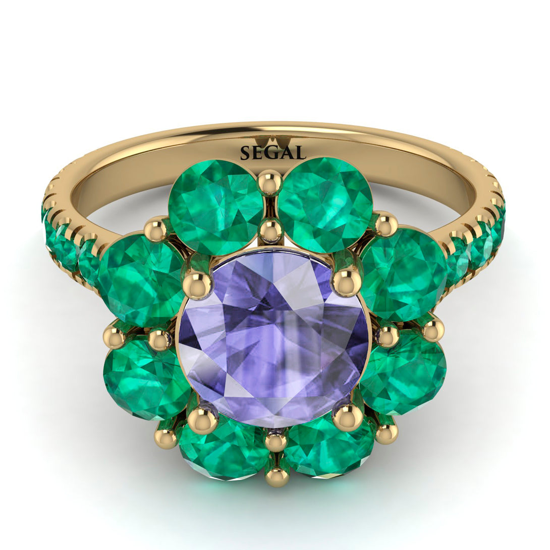Glamorous Tanzanite Halo Engagement Ring - Amaya No. 204