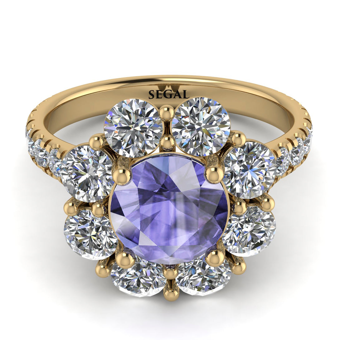 Glamorous Tanzanite Halo Engagement Ring - Amaya No. 201