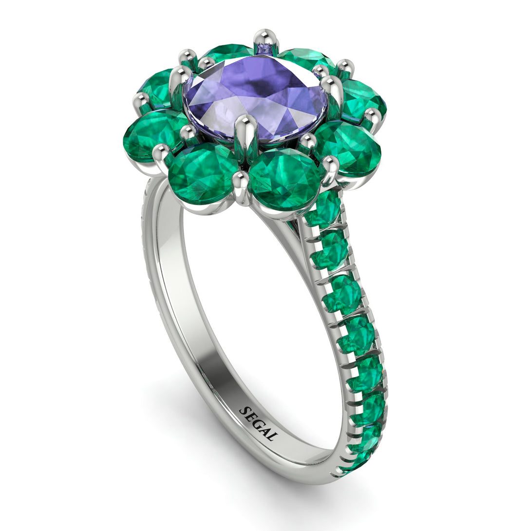 Glamorous Tanzanite Halo Engagement Ring - Amaya No. 206