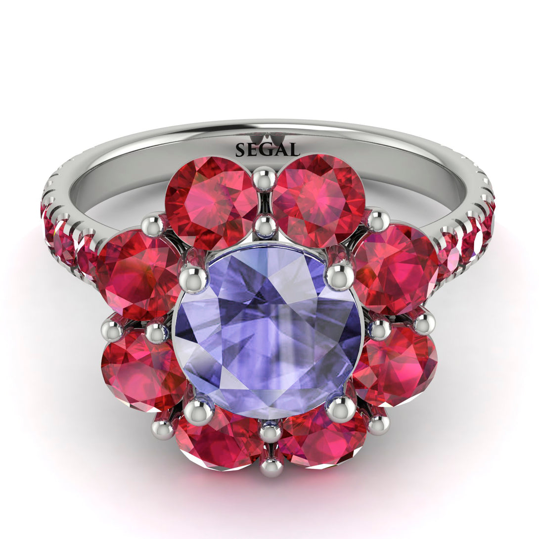 Glamorous Tanzanite Halo Engagement Ring - Amaya No. 212