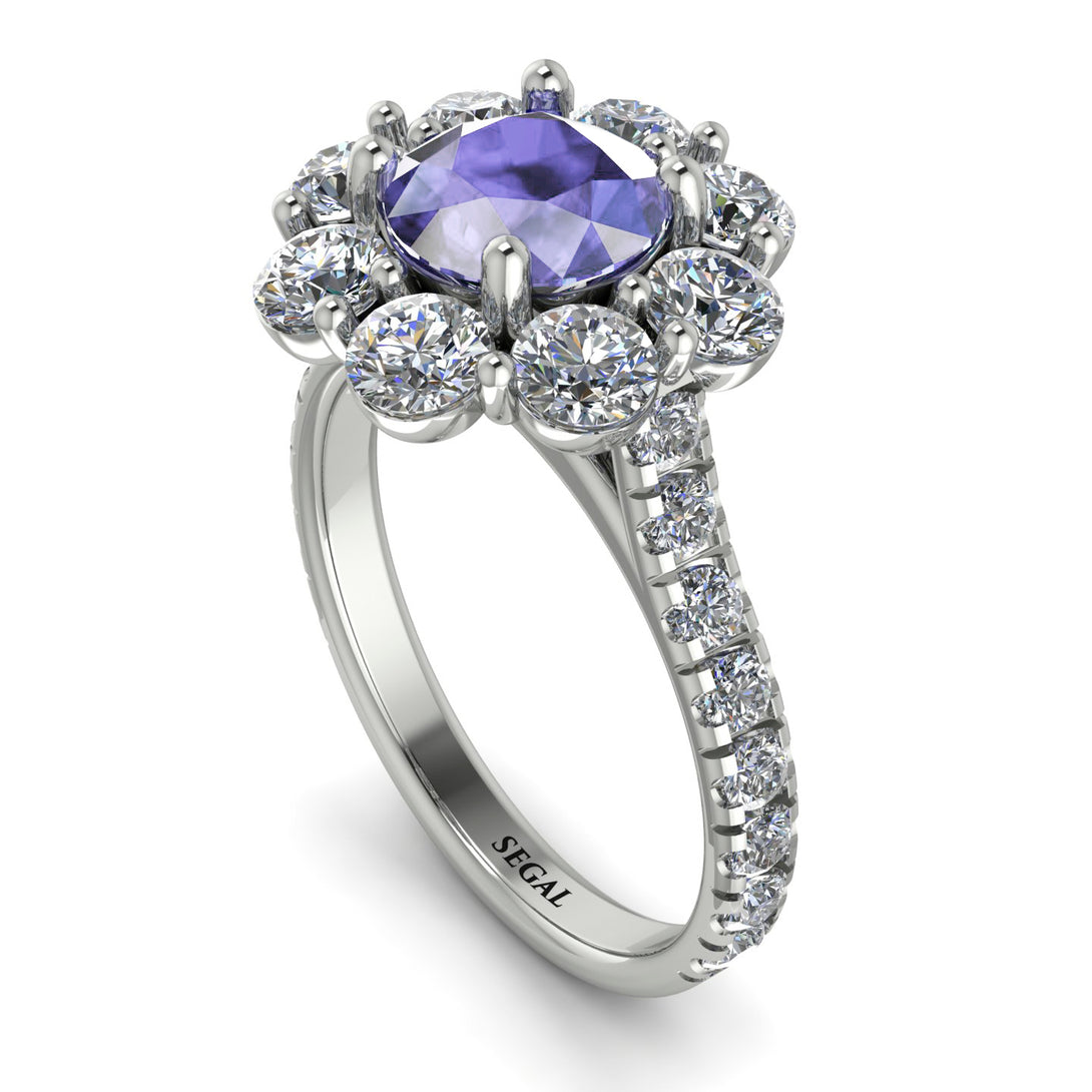 Glamorous Tanzanite Halo Engagement Ring - Amaya No. 203