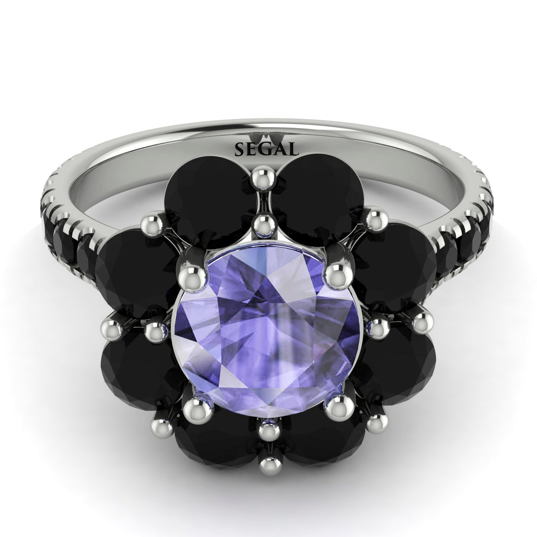 Glamorous Tanzanite Halo Engagement Ring - Amaya No. 209