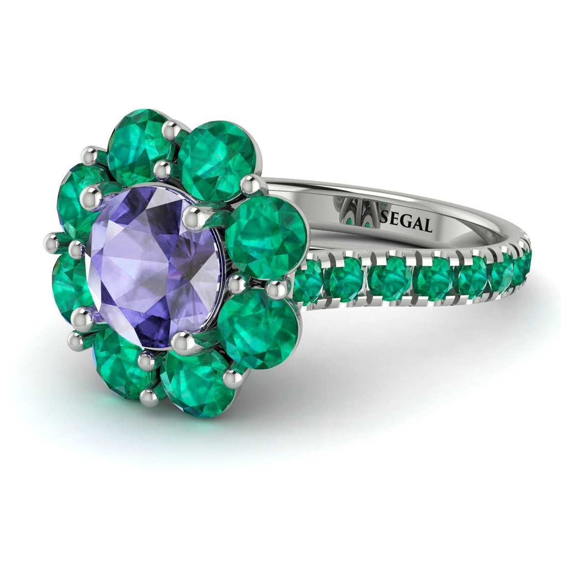 Glamorous Tanzanite Halo Engagement Ring - Amaya No. 206