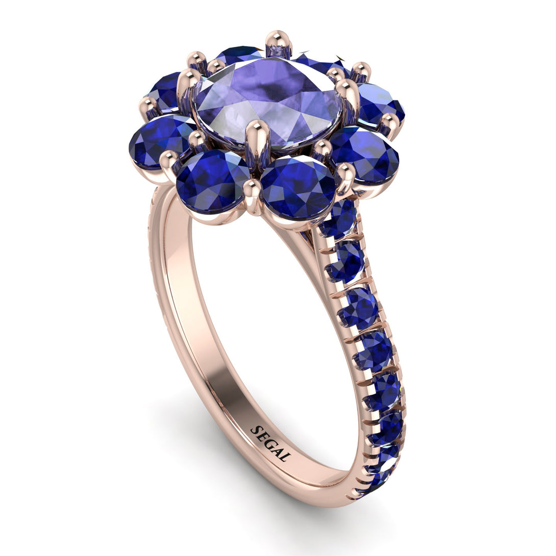Glamorous Tanzanite Halo Engagement Ring - Amaya No. 214