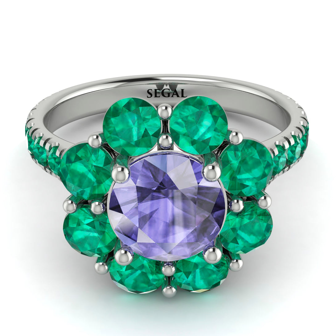 Glamorous Tanzanite Halo Engagement Ring - Amaya No. 206