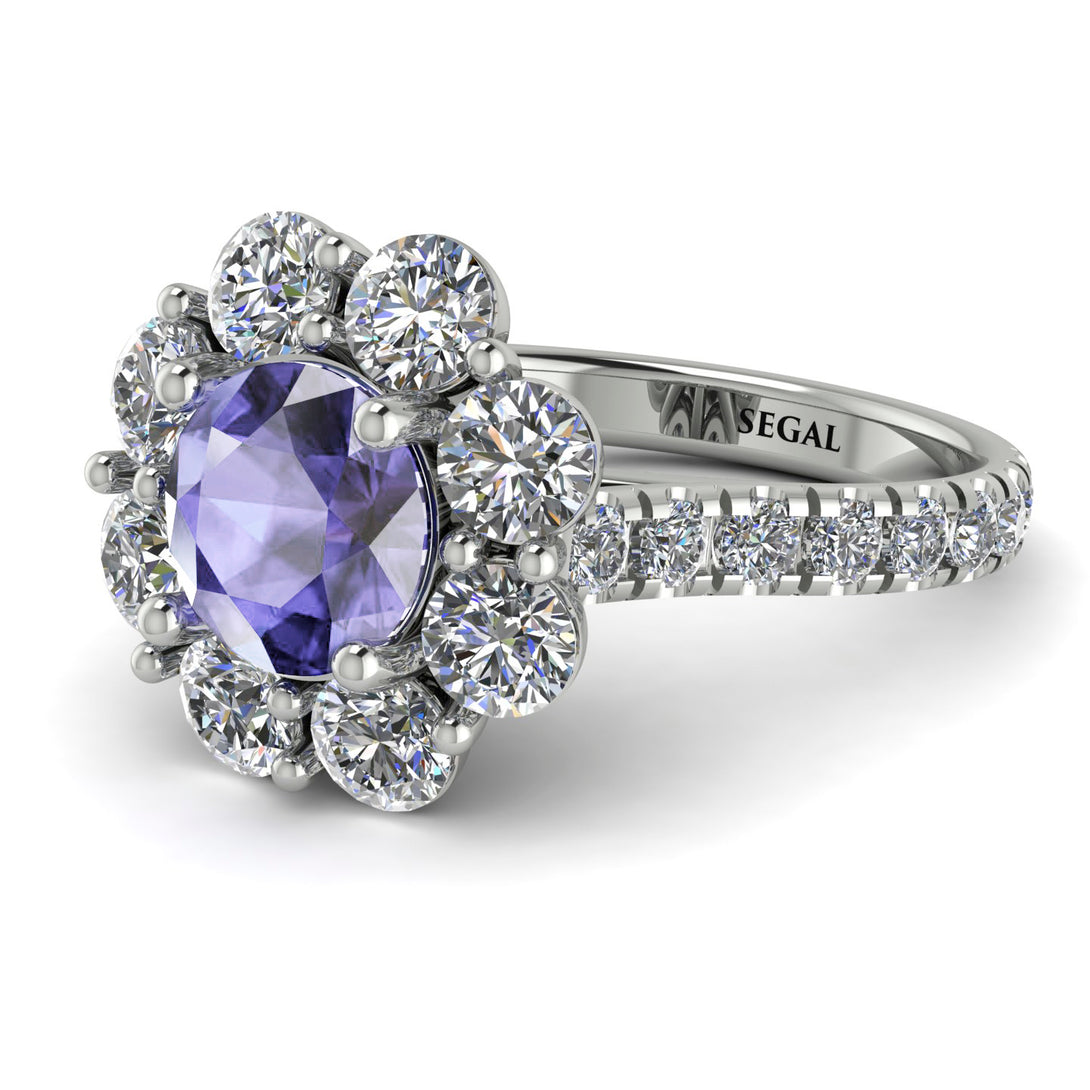 Glamorous Tanzanite Halo Engagement Ring - Amaya No. 203