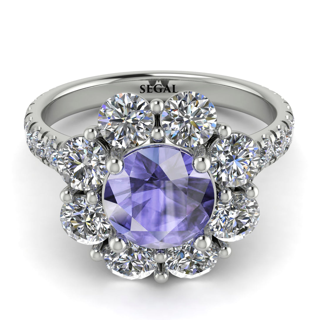 Glamorous Tanzanite Halo Engagement Ring - Amaya No. 203