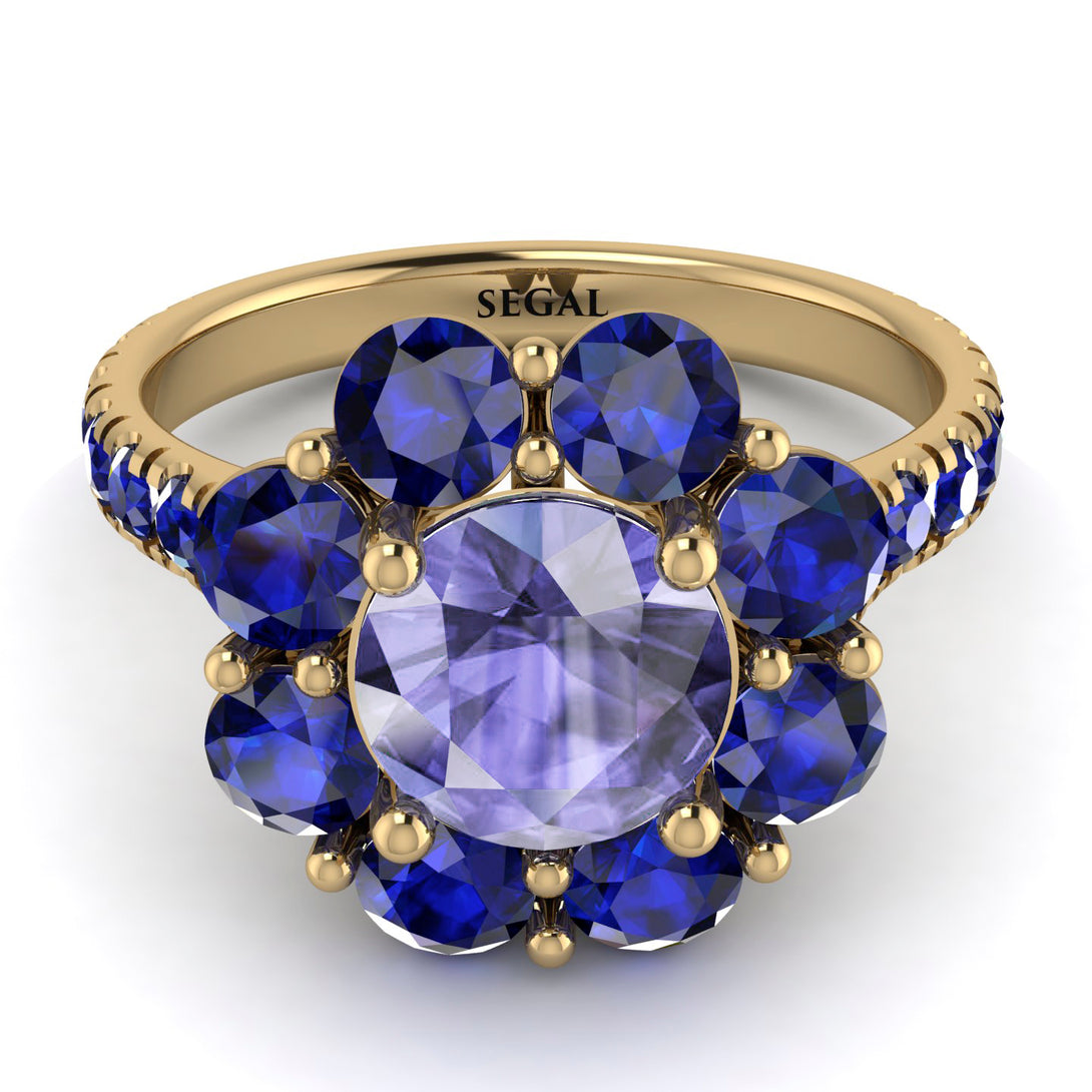 Glamorous Tanzanite Halo Engagement Ring - Amaya No. 213