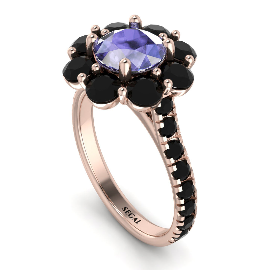 Glamorous Tanzanite Halo Engagement Ring - Amaya No. 208