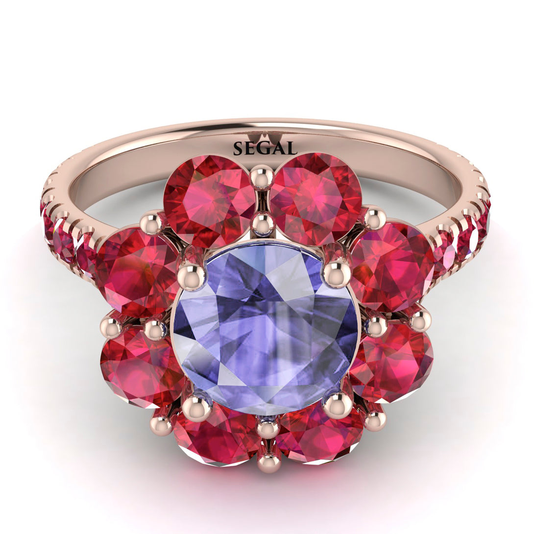 Glamorous Tanzanite Halo Engagement Ring - Amaya No. 211