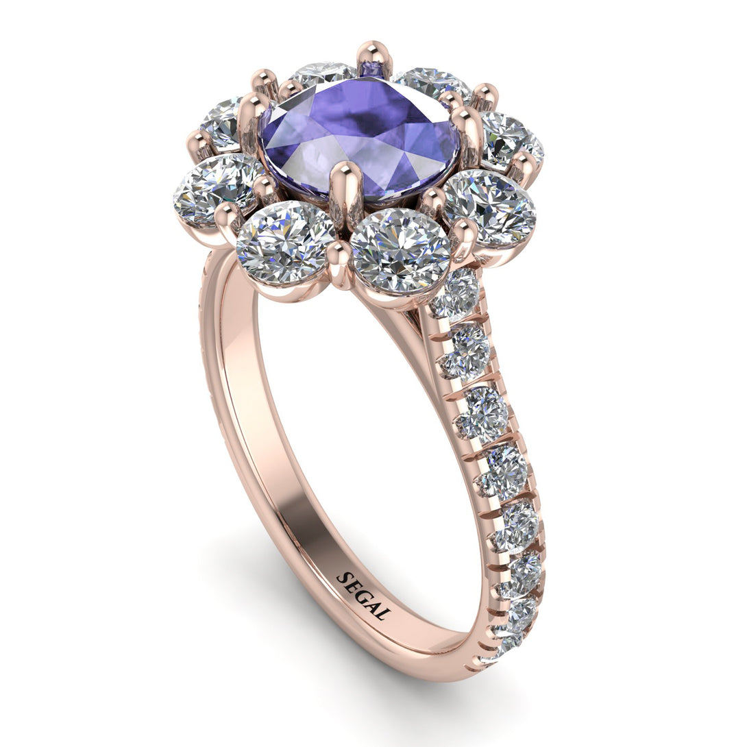 Glamorous Tanzanite Halo Engagement Ring - Amaya No. 202