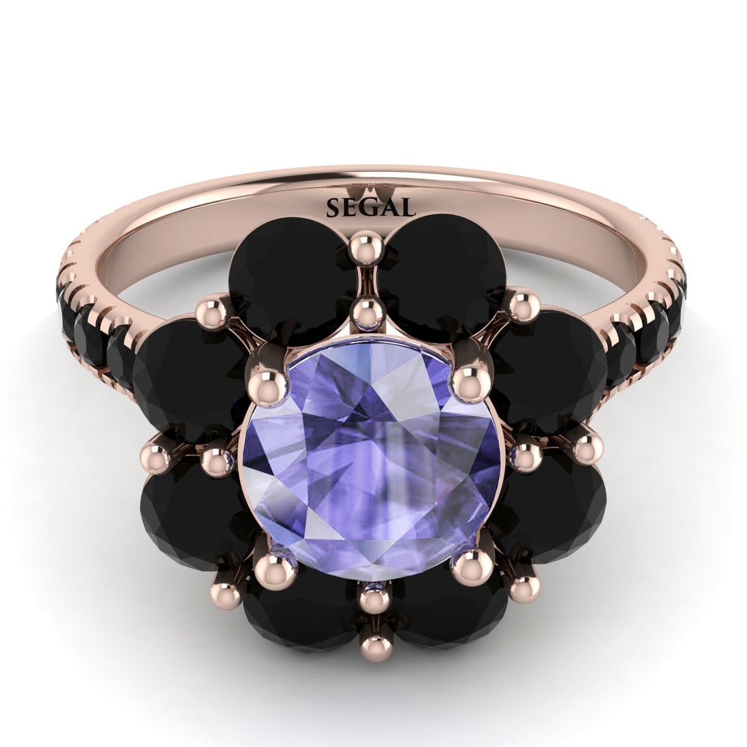 Glamorous Tanzanite Halo Engagement Ring - Amaya No. 208