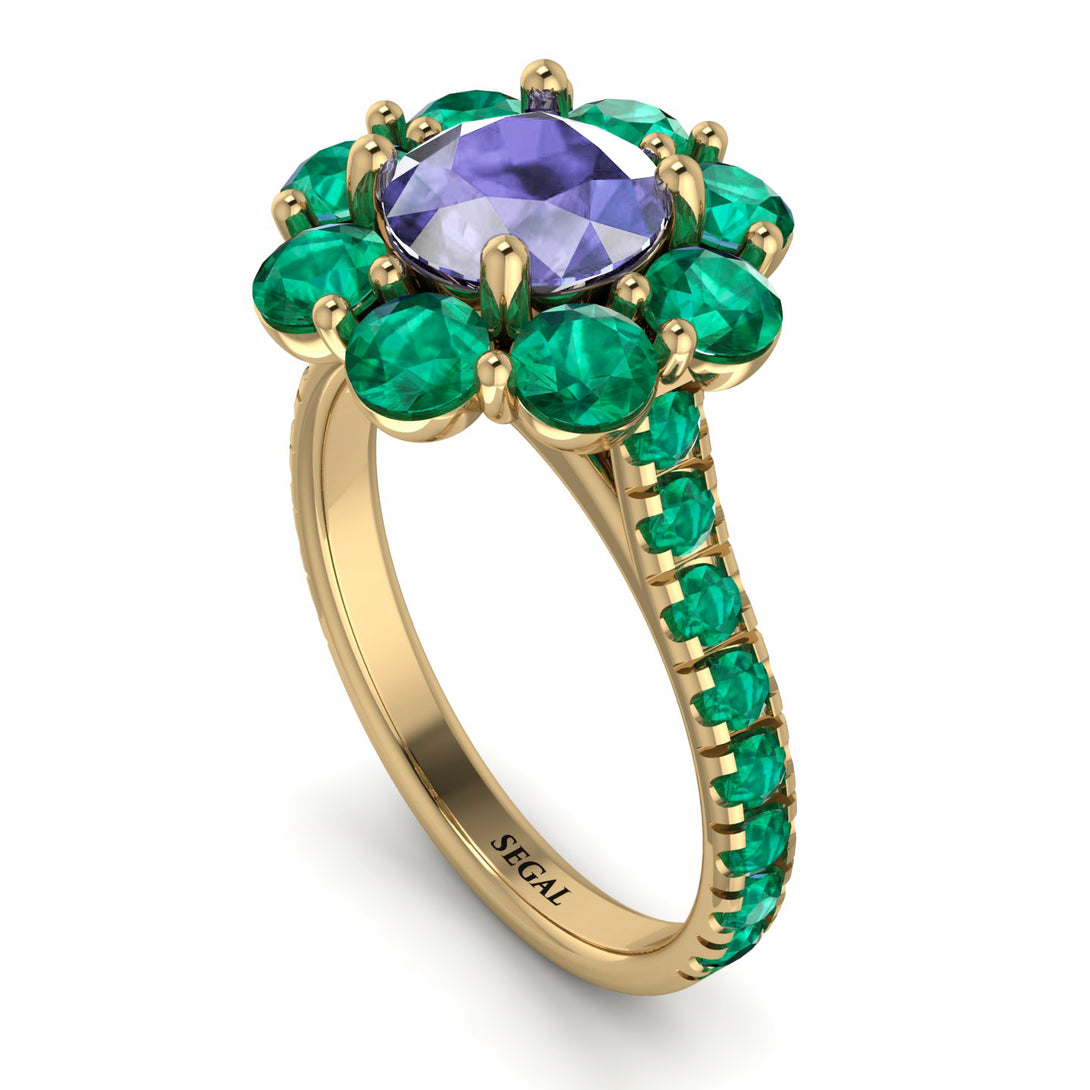 Glamorous Tanzanite Halo Engagement Ring - Amaya No. 204