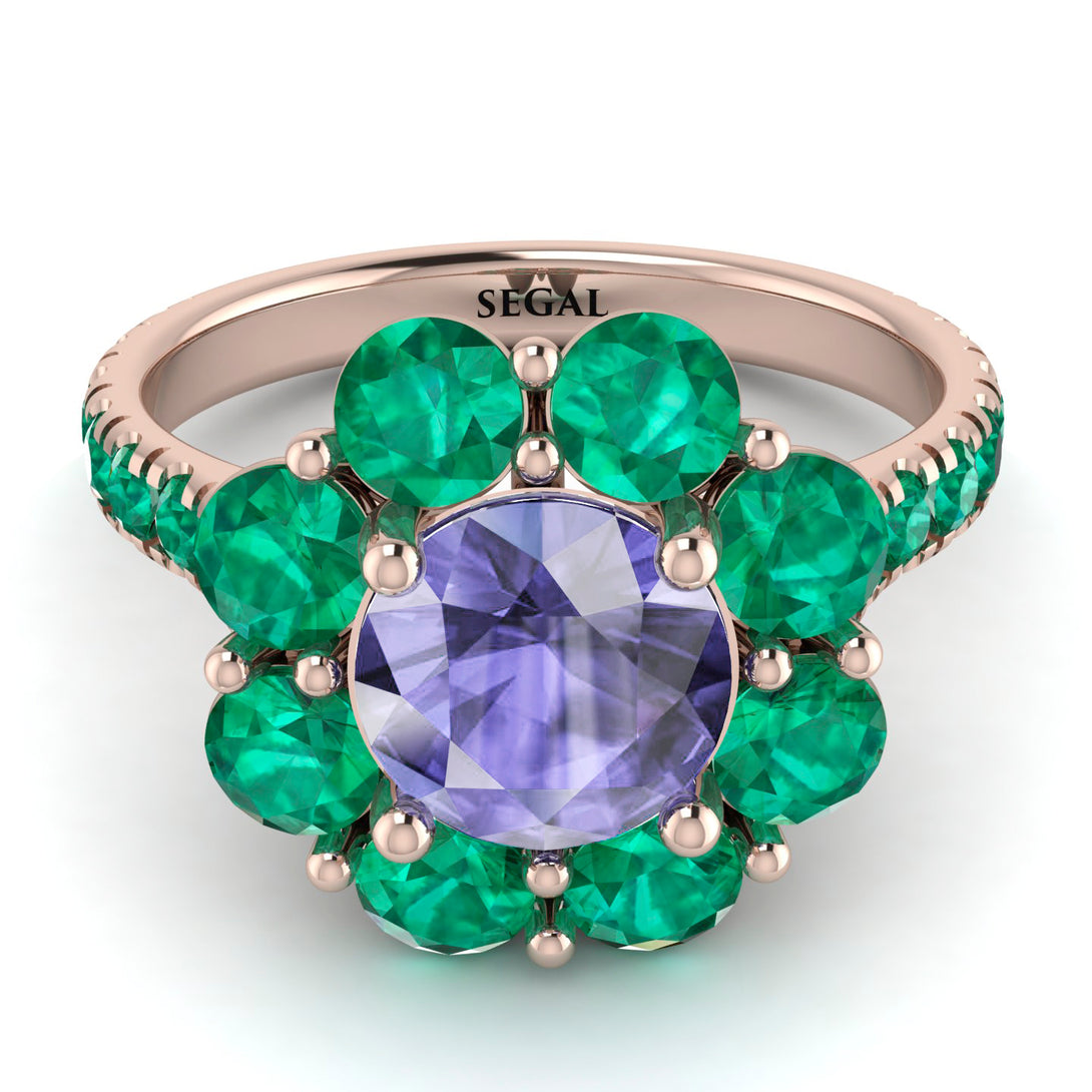 Glamorous Tanzanite Halo Engagement Ring - Amaya No. 205