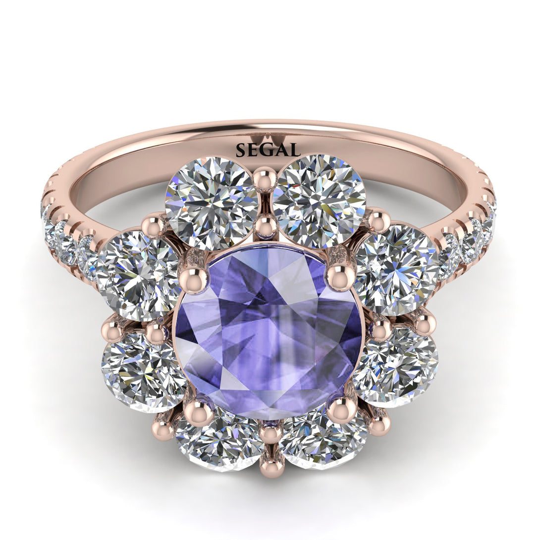 Glamorous Tanzanite Halo Engagement Ring - Amaya No. 202