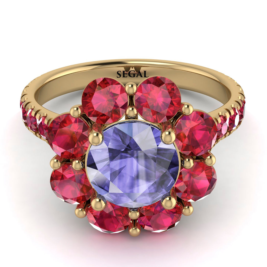 Glamorous Tanzanite Halo Engagement Ring - Amaya No. 210