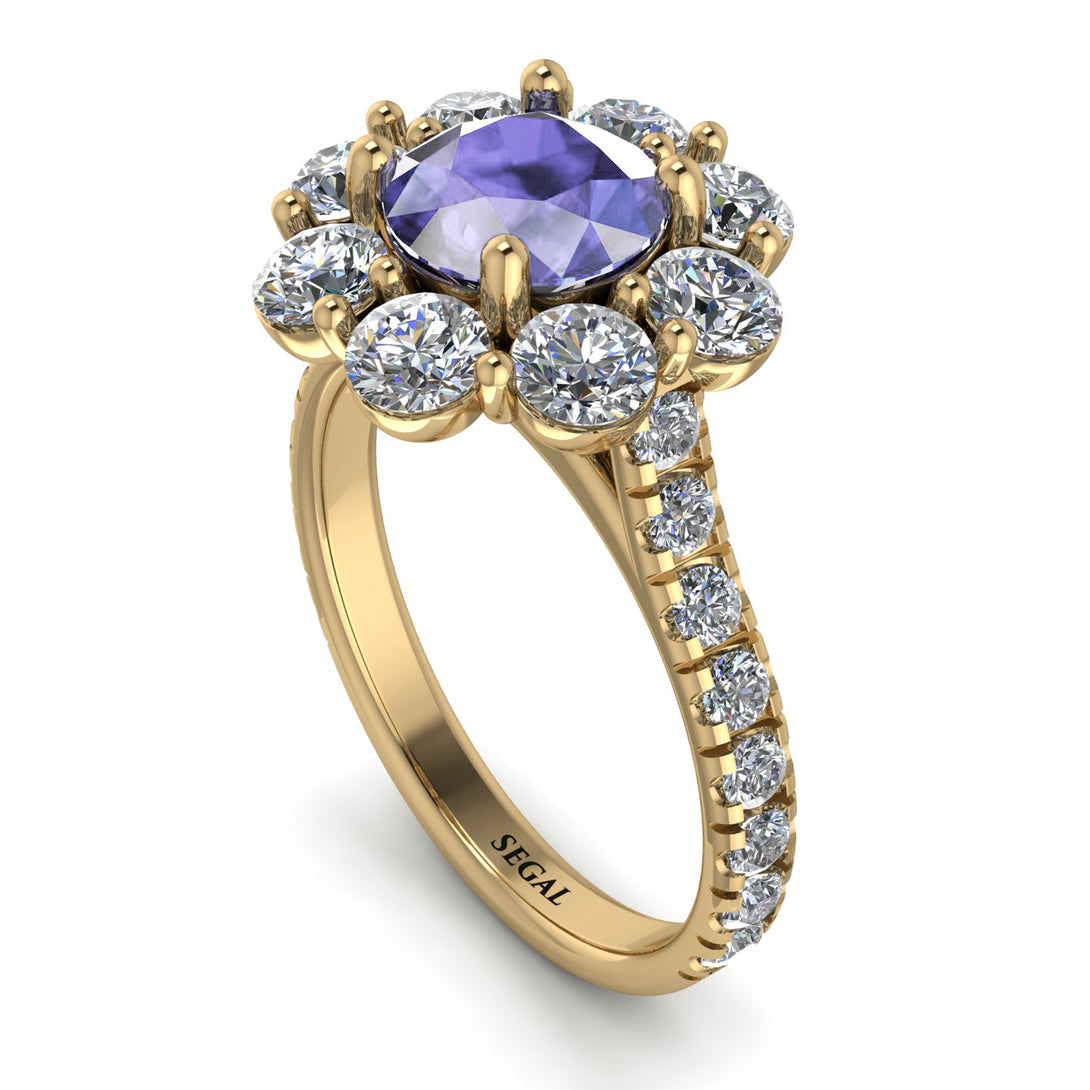 Glamorous Tanzanite Halo Engagement Ring - Amaya No. 201