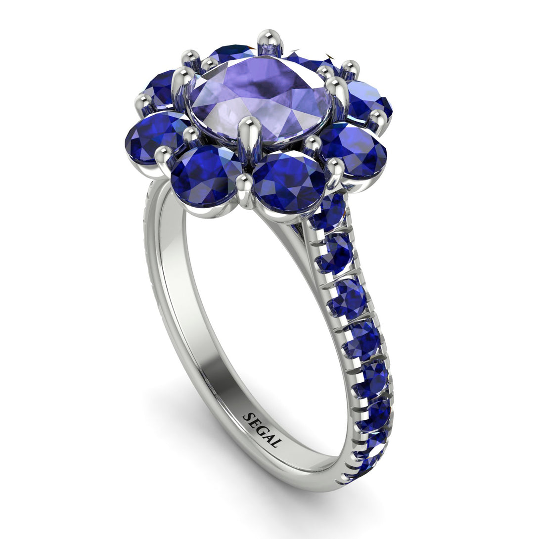 Glamorous Tanzanite Halo Engagement Ring - Amaya No. 215