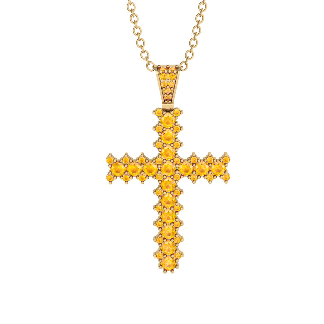 Glamorous Yellow Diamond Cross Pendant - Raymond No. 1001