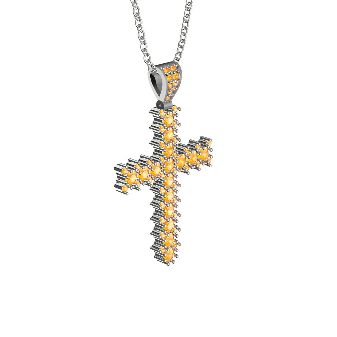 Glamorous Yellow Diamond Cross Pendant - Raymond No. 1003