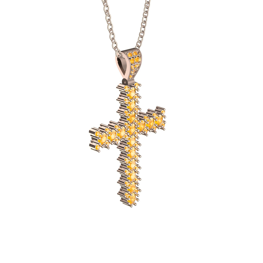 Glamorous Yellow Diamond Cross Pendant - Raymond No. 1002