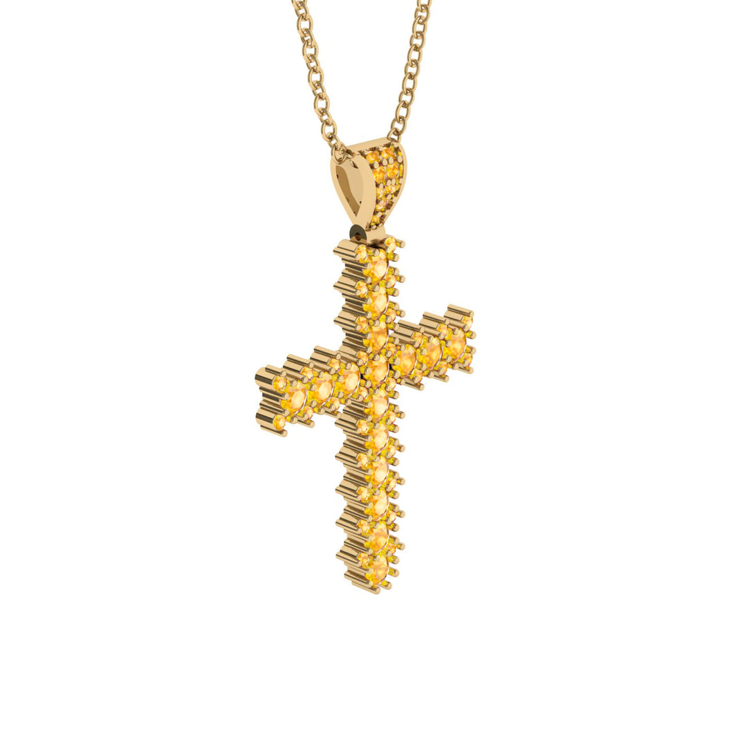Glamorous Yellow Diamond Cross Pendant - Raymond No. 1001