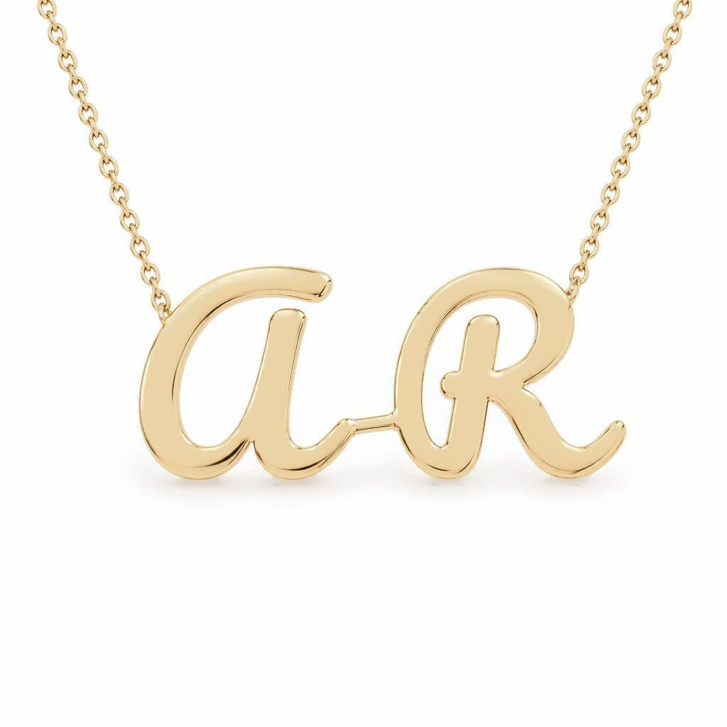 Gold Name Necklace – A R | 14K Solid Gold
