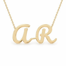 A R name necklace in solid 14K Yellow Gold, handmade in Los Angeles