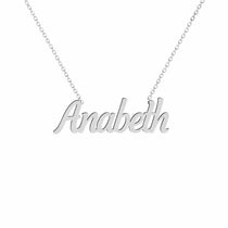 Anabeth name necklace in solid 14K White Gold, handmade in Los Angeles