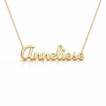 Anneliese name necklace in solid 14K Yellow Gold, handmade in Los Angeles
