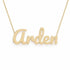 Arden name necklace in solid 14K Yellow Gold, handmade in Los Angeles