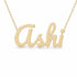 Ashi name necklace in solid 14K Yellow Gold, handmade in Los Angeles