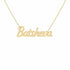 Batsheva name necklace in solid 14K Yellow Gold, handmade in Los Angeles