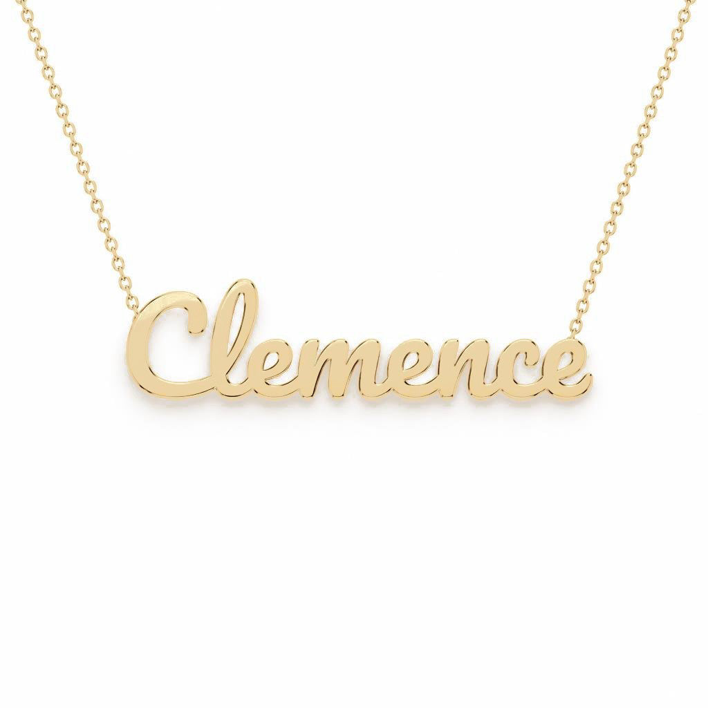 Gold Name Necklace – Clemence | 14K Solid Gold
