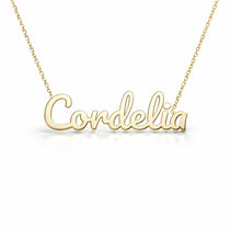 Cordelia name necklace in solid 14K Yellow Gold, handmade in Los Angeles