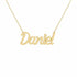Daniel name necklace in solid 14K Yellow Gold, handmade in Los Angeles