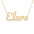 Elara name necklace in solid 14K Yellow Gold, handmade in Los Angeles
