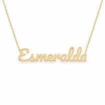 Esmeralda name necklace in solid 14K Yellow Gold, handmade in Los Angeles