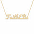 FaithElis name necklace in solid 14K Yellow Gold, handmade in Los Angeles