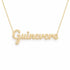 Guinevere name necklace in solid 14K Yellow Gold, handmade in Los Angeles