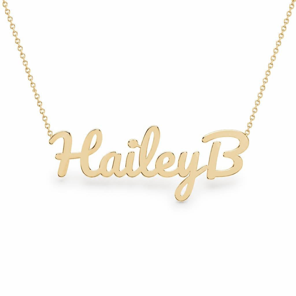 Gold Name Necklace – HaileyB | 14K Solid Gold
