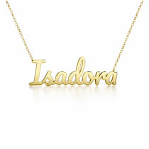 Isadora name necklace in solid 14K Yellow Gold, handmade in Los Angeles