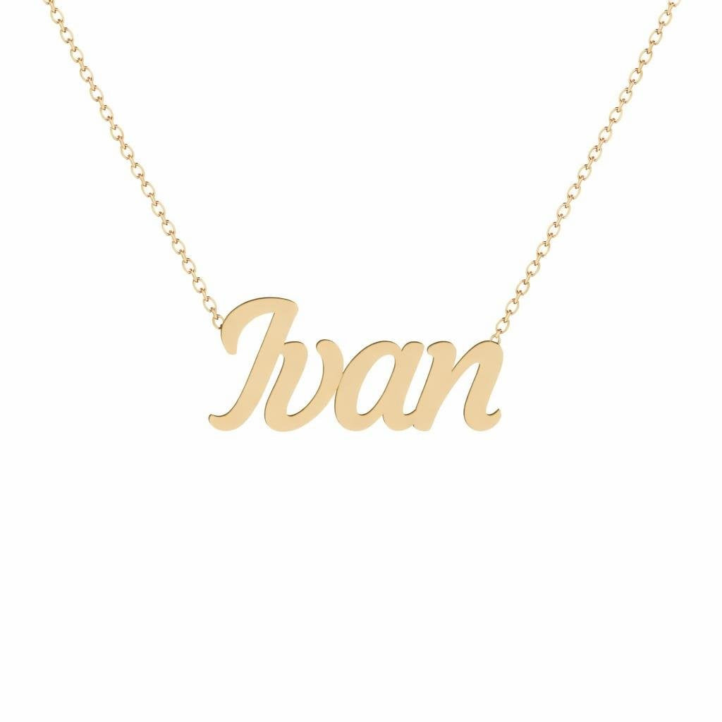 Gold Name Necklace – Ivan | 14K Solid Gold