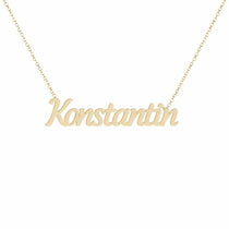 Konstantin name necklace in solid 14K Yellow Gold, handmade in Los Angeles