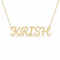 KRISH name necklace in solid 14K Yellow Gold, handmade in Los Angeles