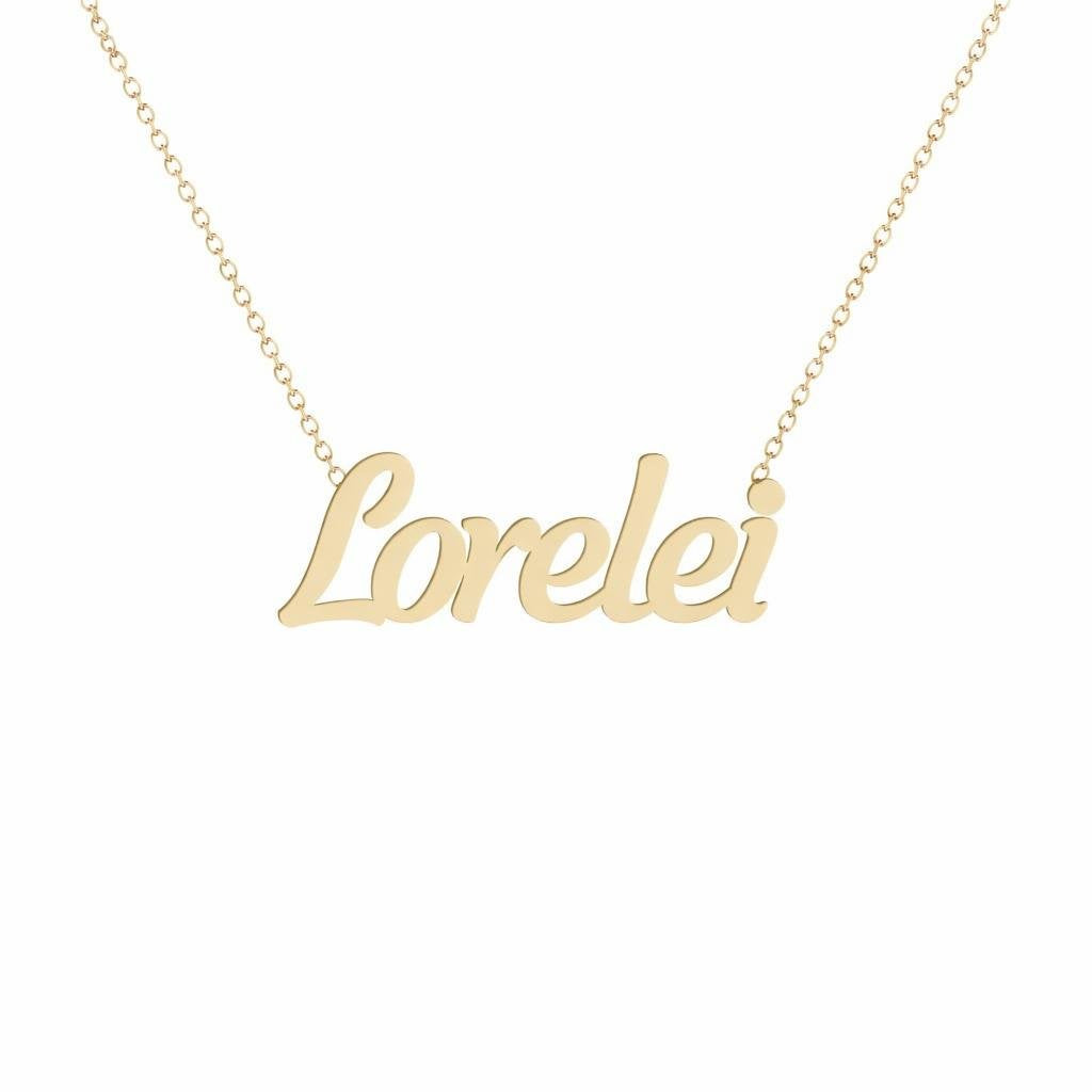 Gold Name Necklace – Lorelei | 14K Solid Gold