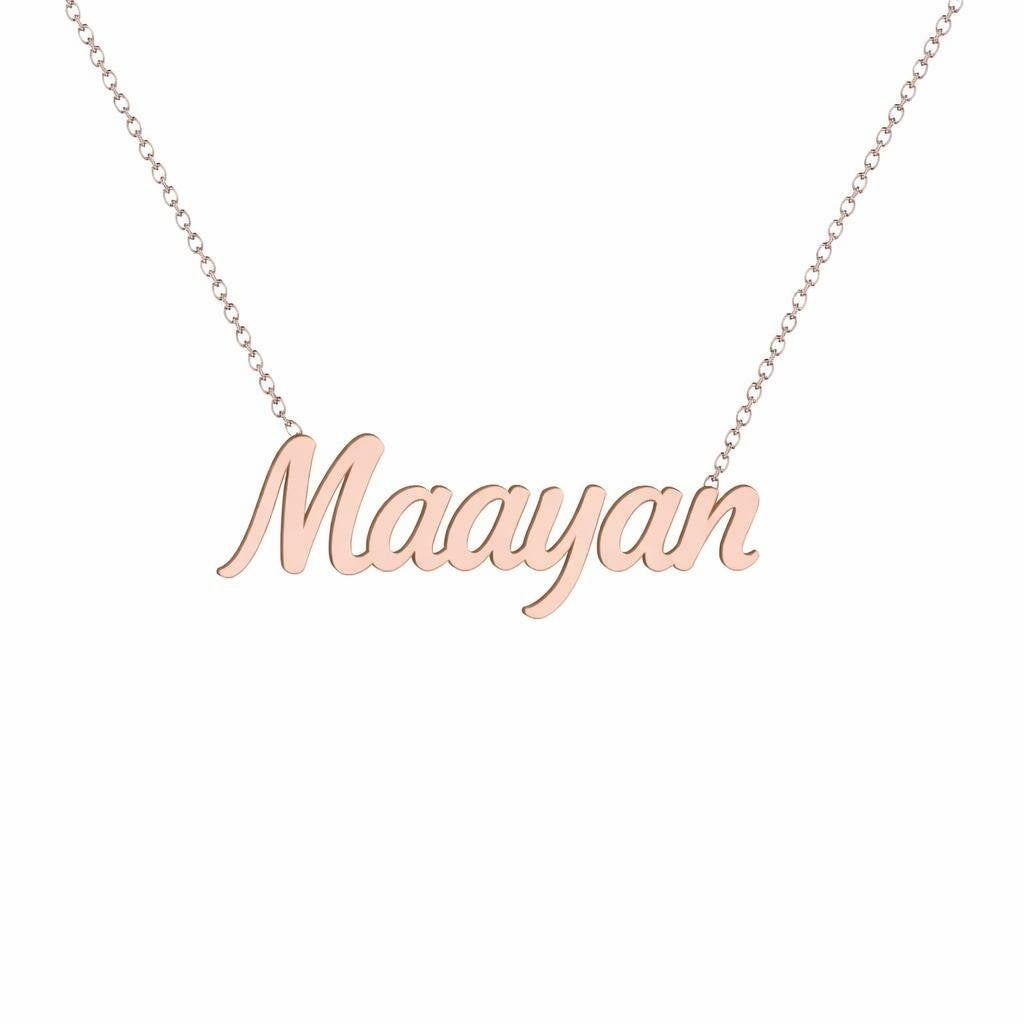 Gold Name Necklace – Maayan | 14K Solid Gold